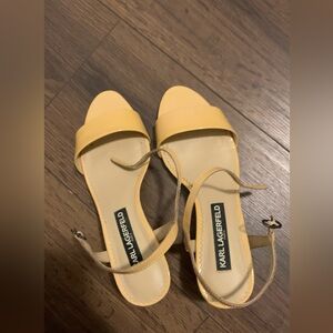 Karl Lagerfeld Beige , Size 6.5  Women's Sandals, Patent Leather